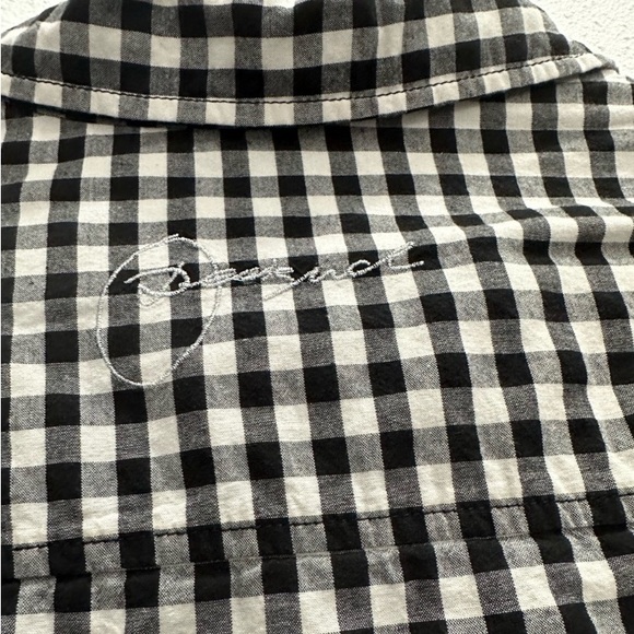 Desigual plaid black/white embroidery details, roll tap sleeves Size M - Picture 15 of 17